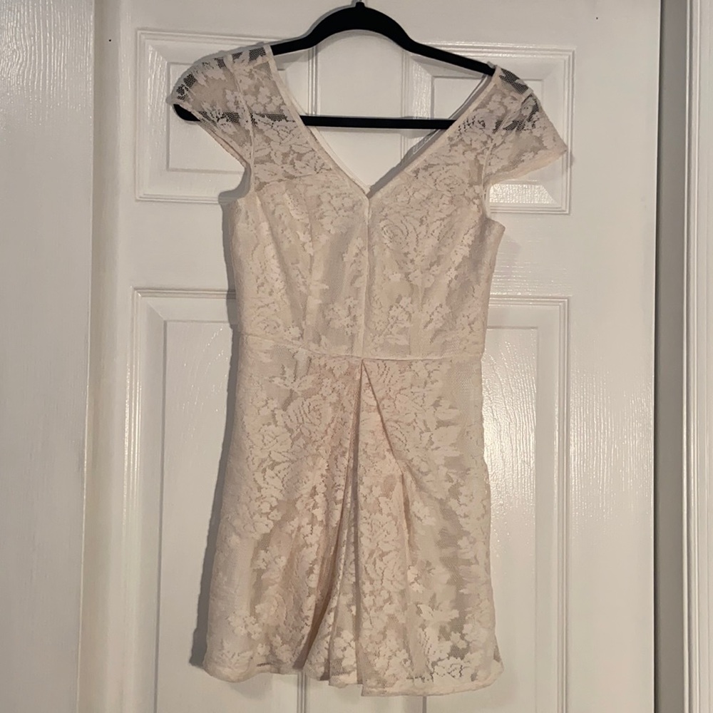 Cream lace romper.